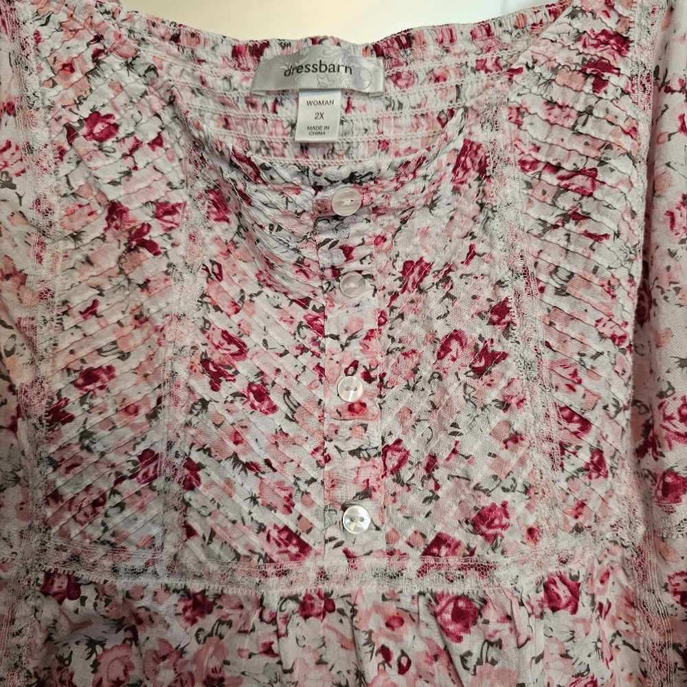 Dressbarn Floral Button-Down Blouse